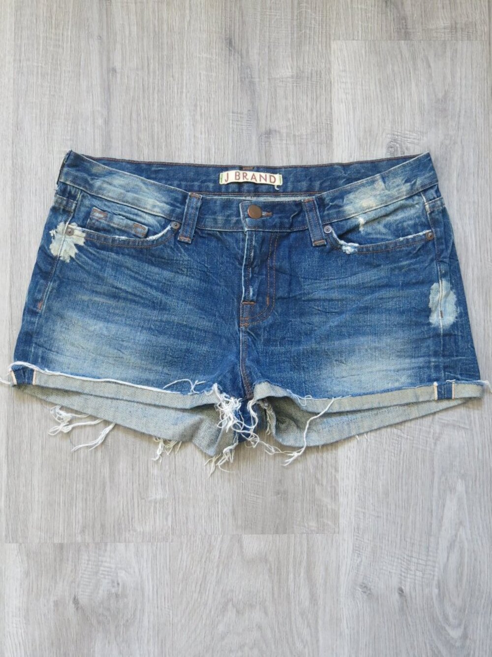 J BRAND Distressed Cuff Hem Denim Jean Short - Size 28